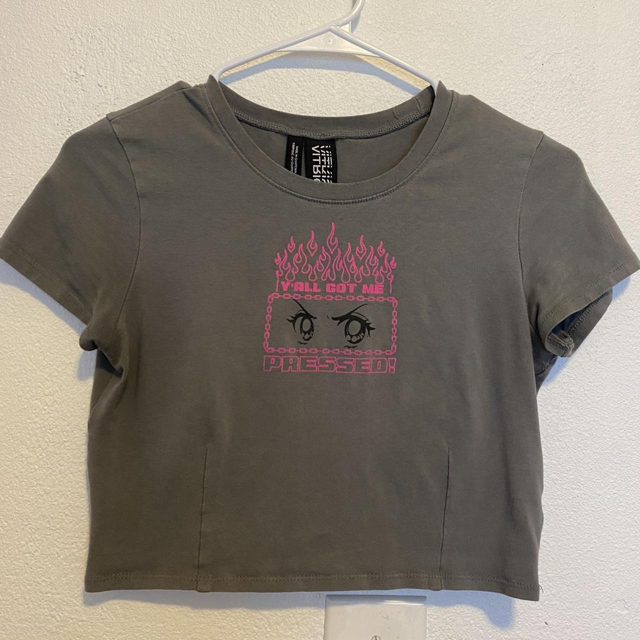 Zumiez Women's Grey and Pink Croptop Depop