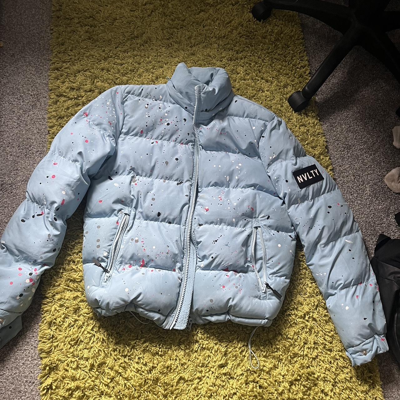 Baby blue nvlty coat rp £130 No hood Major rip at... Depop