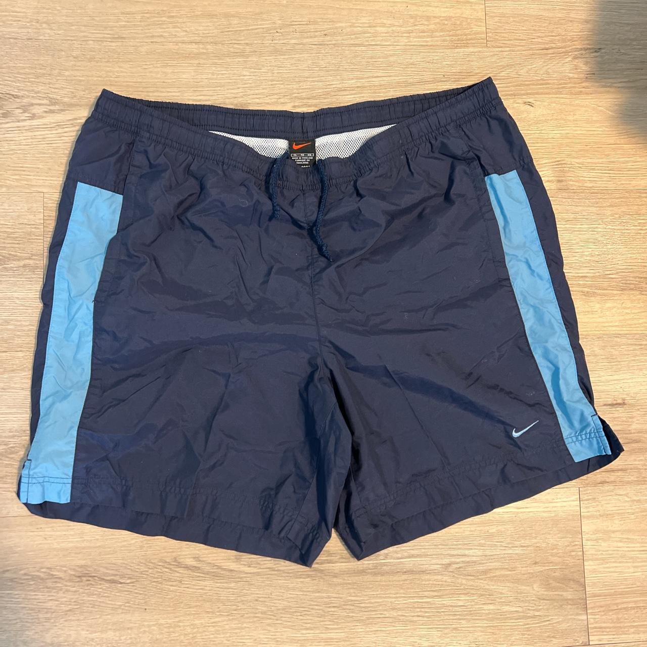 Nike Men's Navy and Blue Shorts Depop