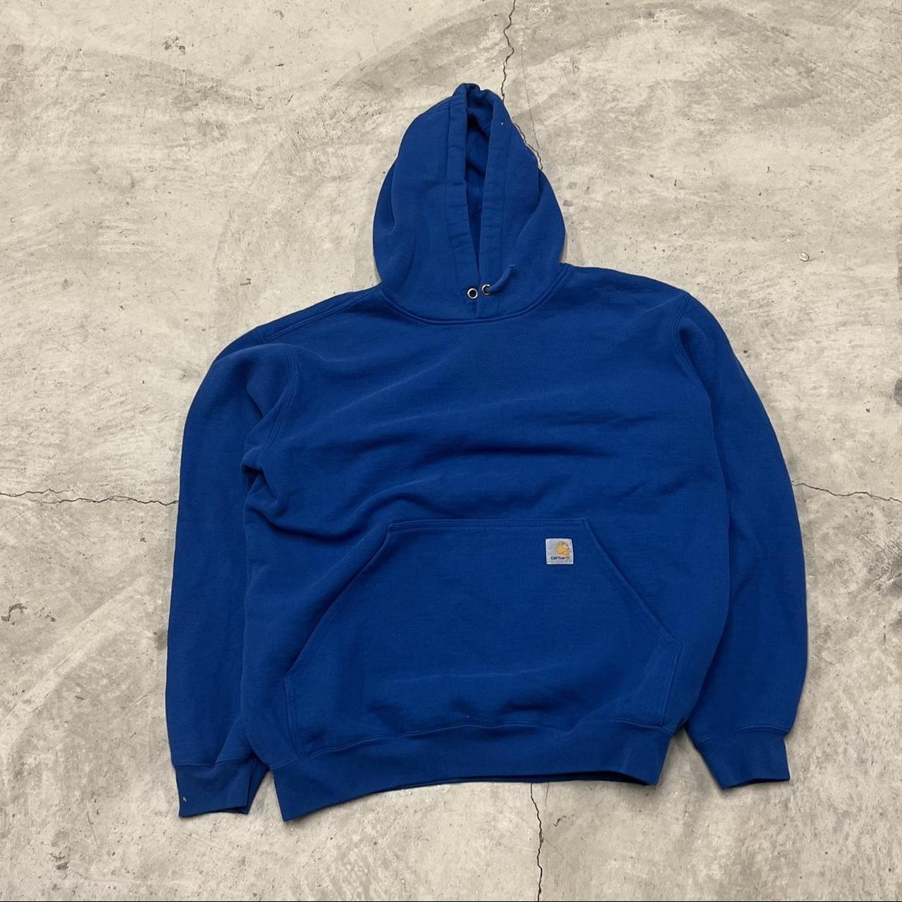 MODERN CARHARTT BLUE HOODIE SWEATSHIRT WORK WEAR... - Depop