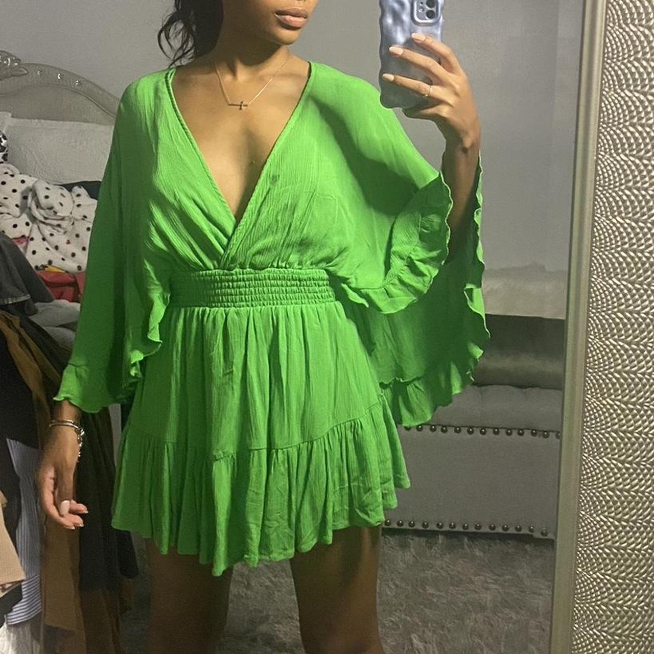 brand new bright green romper with tags Depop