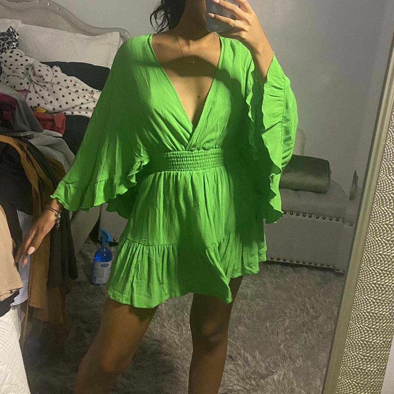 brand new bright green romper with tags Depop