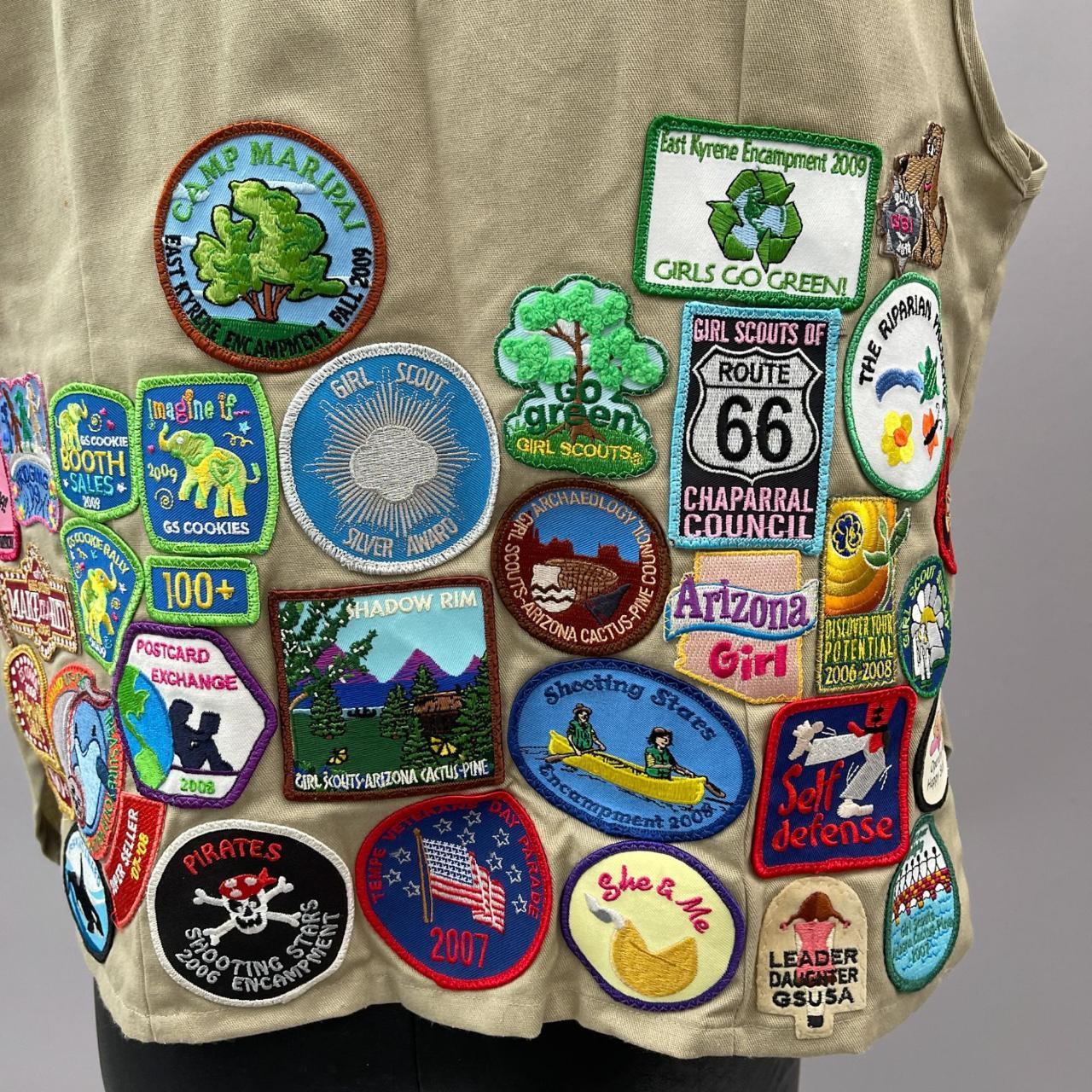 Vintage Girl Scout Vest Size L Senior Cadet Tan | Depop