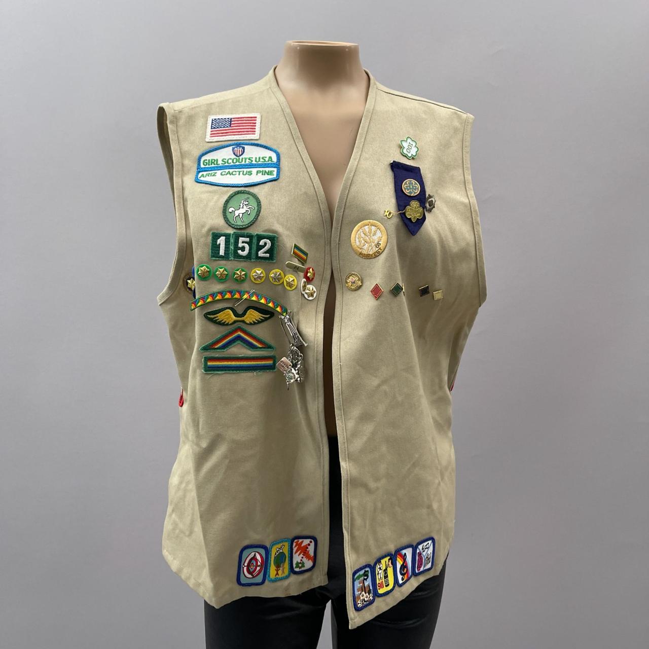 vintage girl scouts usa vest with badges, patches | eBay