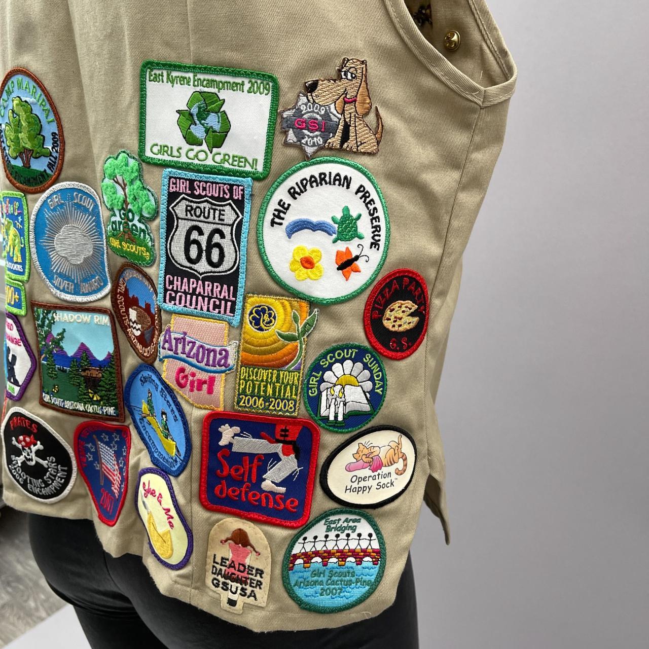 Vintage Girl Scout Vest Size L Senior Cadet Tan | Depop