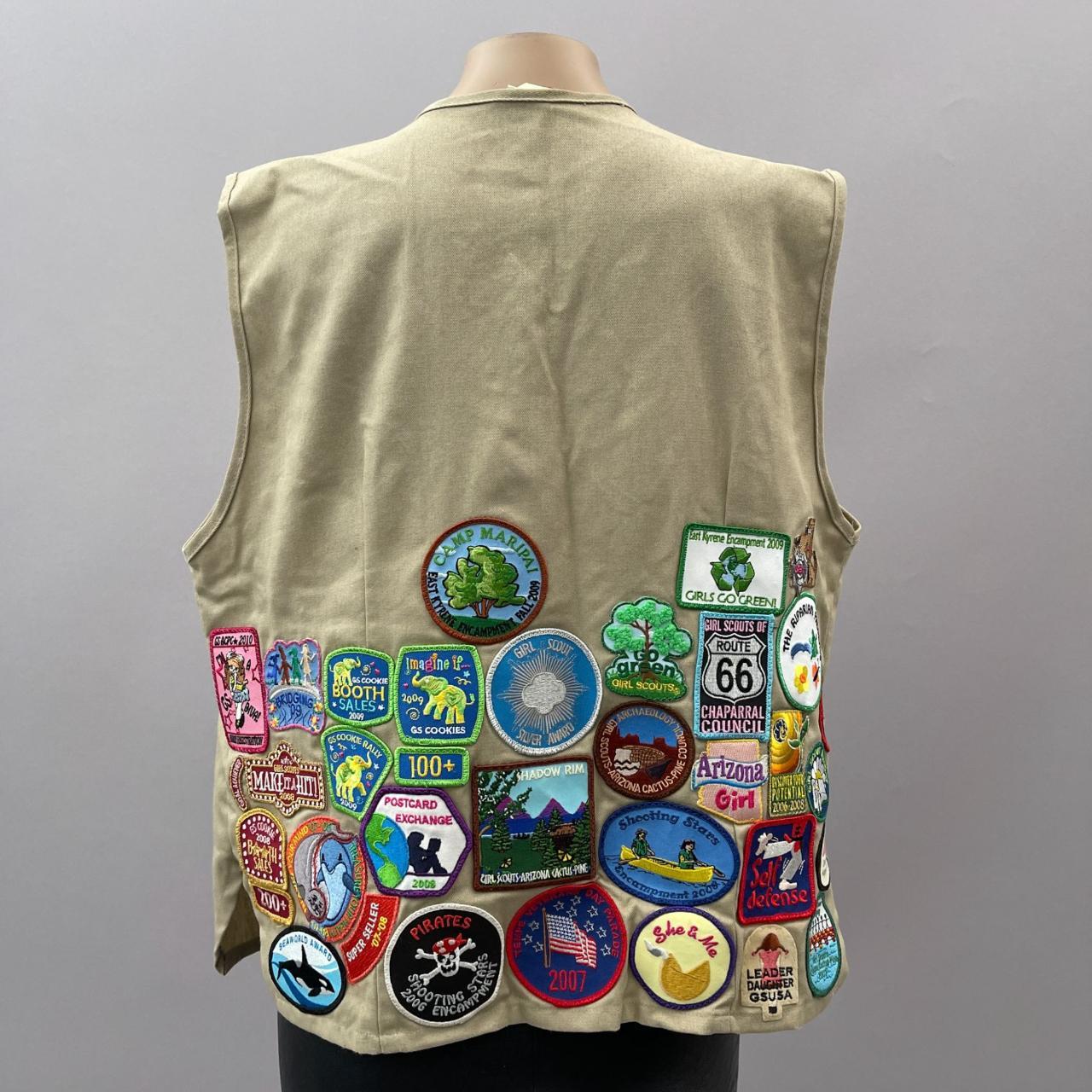 Vintage Girl Scout Vest Size L Senior Cadet Tan | Depop