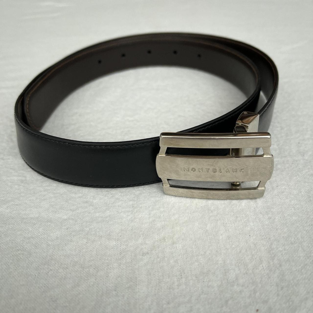 MONT newest BLANC Brown/Black Leather Reversible Belt Silver Buckle Mens Size 30- 32