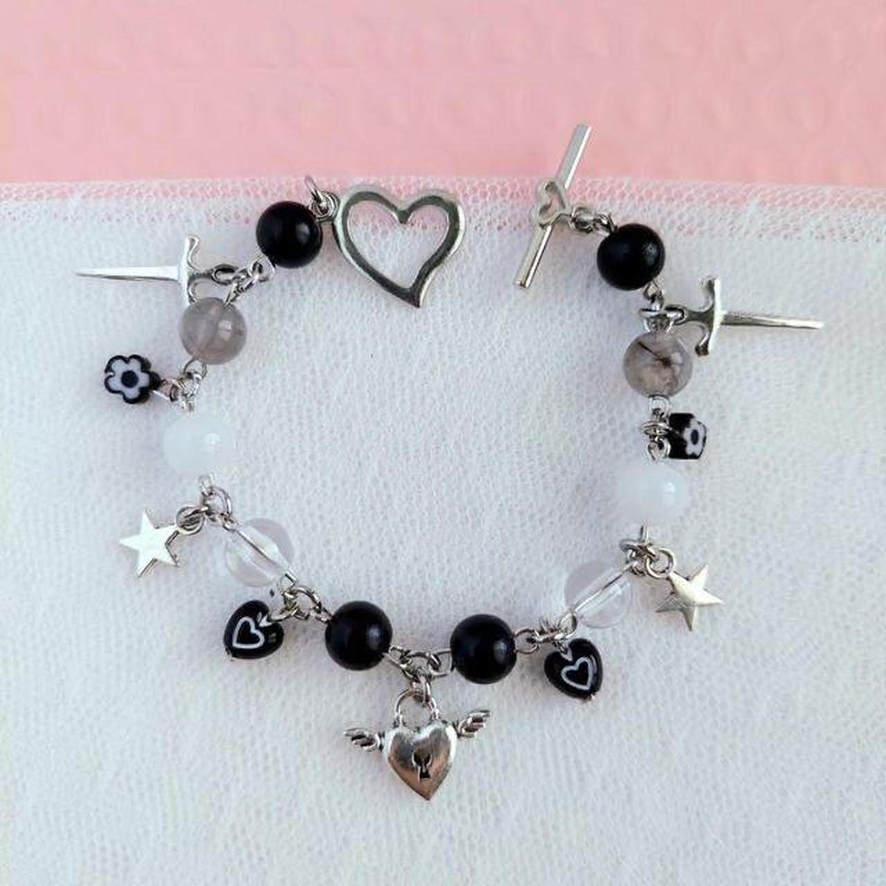 Pretty grunge charm bracelet! Has Black, Clear,... Depop