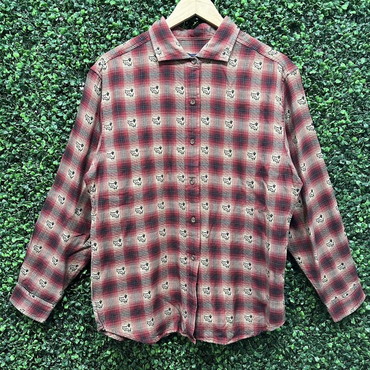 Woolrich Plaid Shirt Button Up Long Sleeve Sheep Red... - Depop