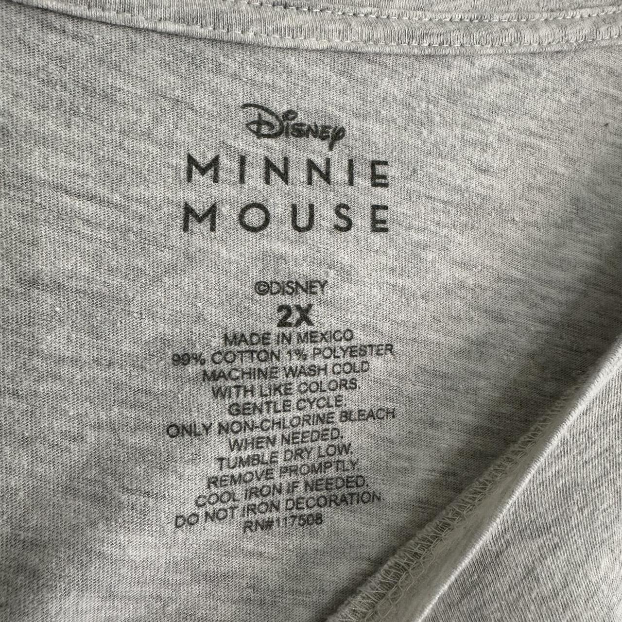 Minnie Mouse 2XL Shirt Grey Disney Tee Short Sleeve
