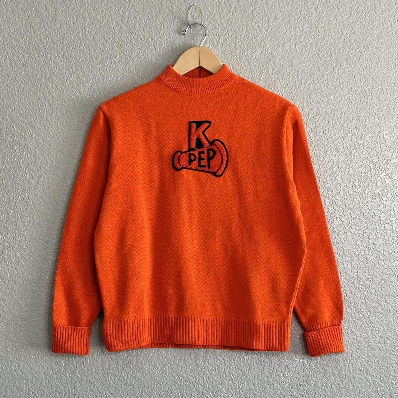 60’s Vintage K Pep Kandel Knitting Mills Portland Orange Prep good Cheer Sweater