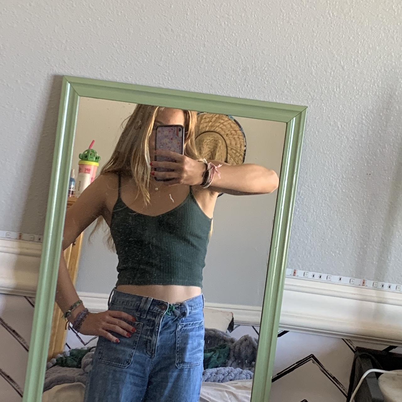 Brandy Melville Green tank So cute and comfy! Worn... Depop