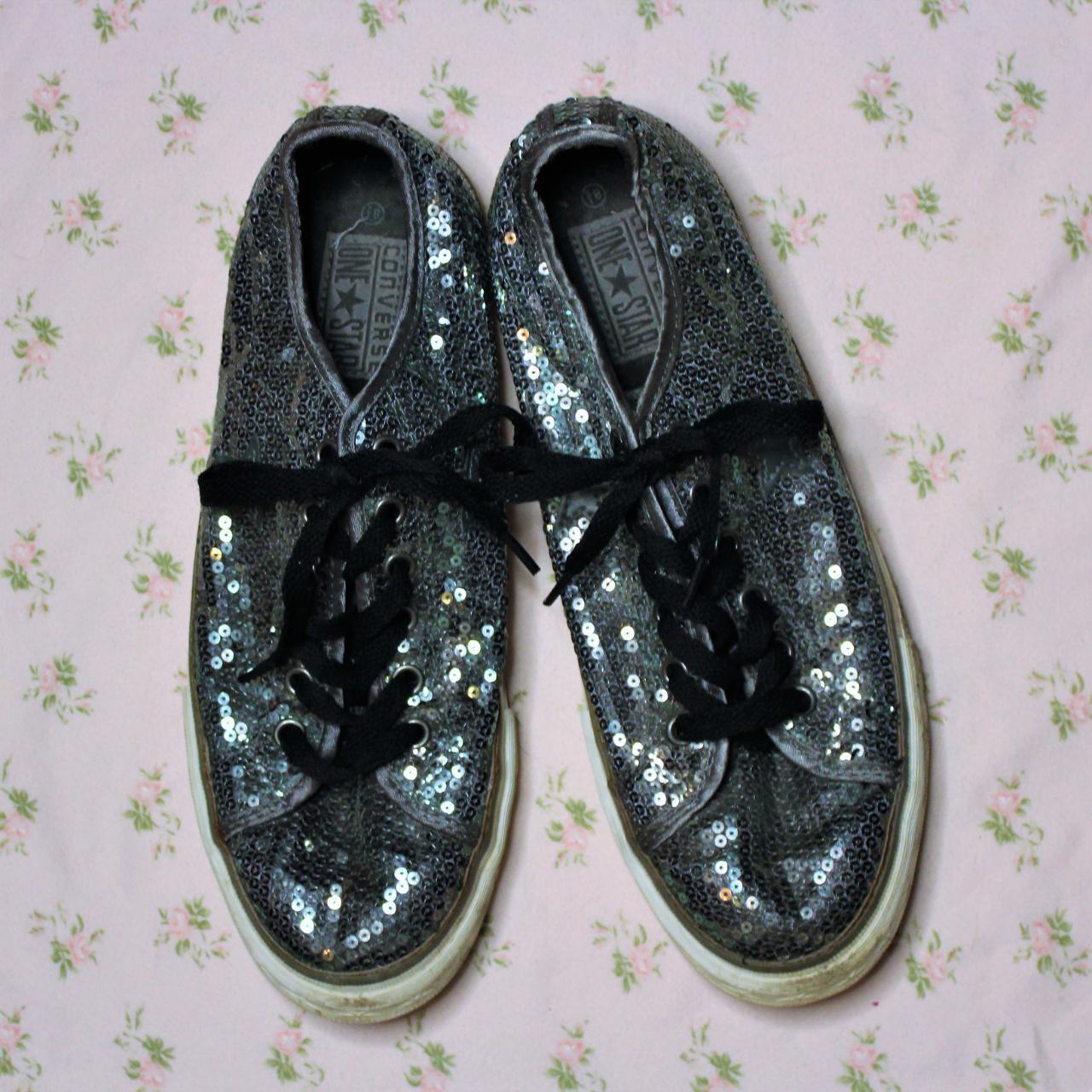 Sequin converse clearance silver