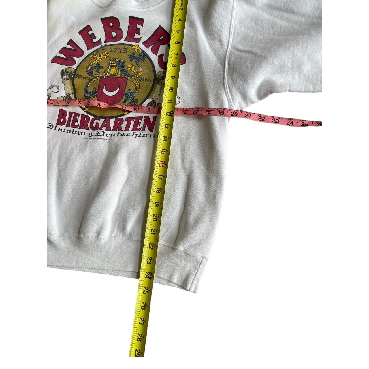 Webers Biergarten Sweatshirt 90s German Beer Shirt Retro Alcohol Hamburg store Deutschland Graphic Sweatshirt White Vintage 1990s Medium Large