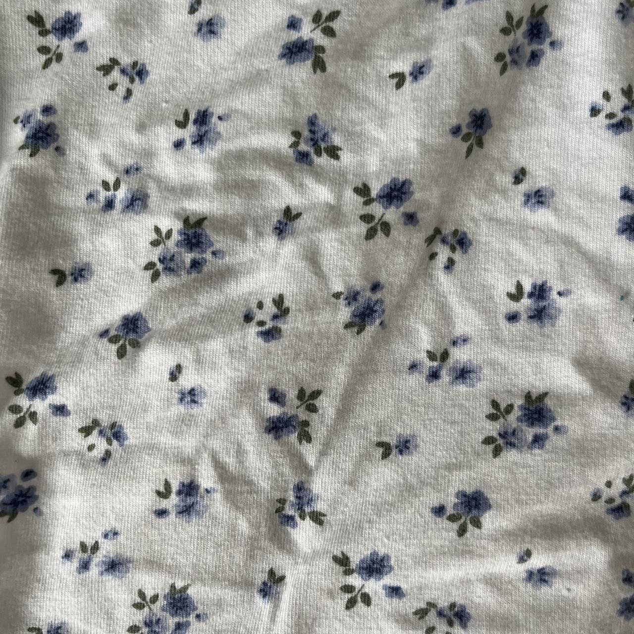 Hollister White Long Sleeve Top With Blue Flowers Depop