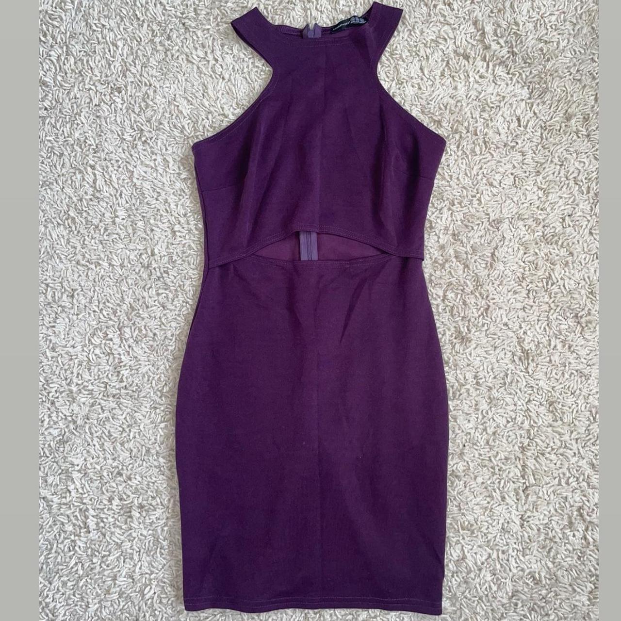 Dark purple formal dress with cut out on the stomach... Depop