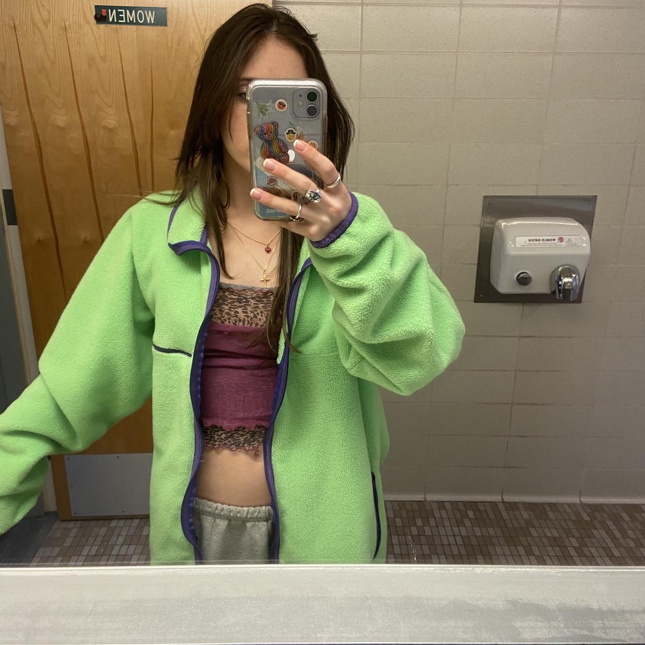 Neon green Patagonia zip up with purple seam :)