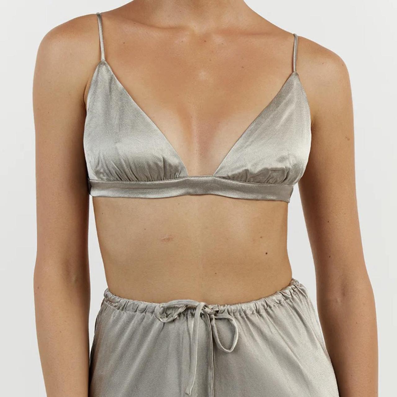 BOBBY PEWTER SATIN BRALETTE