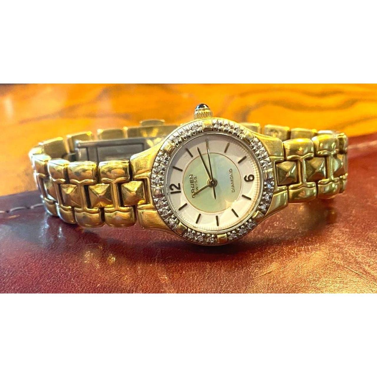 VTG Women s Gruen Swiss Diamond Watch MOP Face Depop