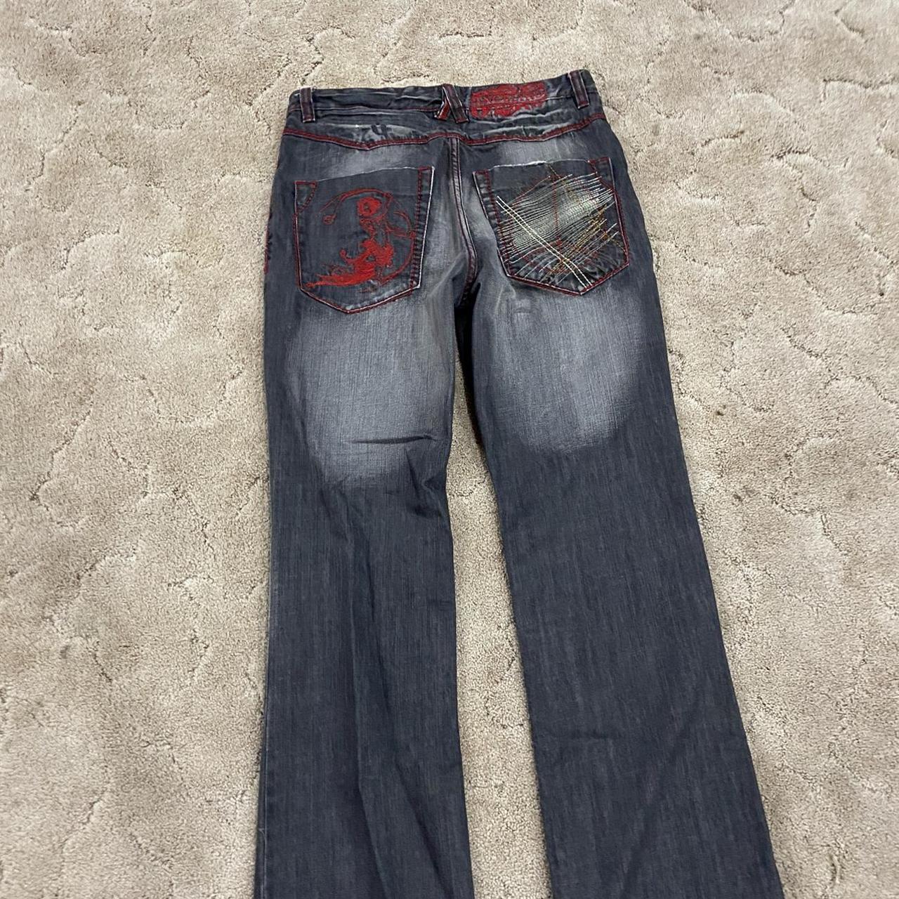 Goth Affliction type Jeans SIZE: 36x34 CONDITION:... - Depop