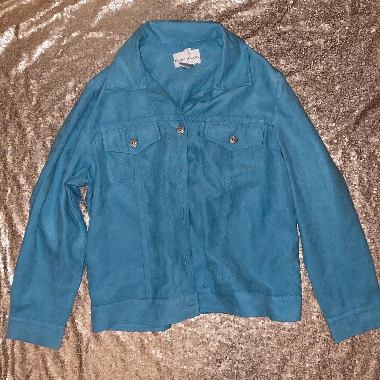 blue jacket suede material - - #y2k #2000’s... - Depop