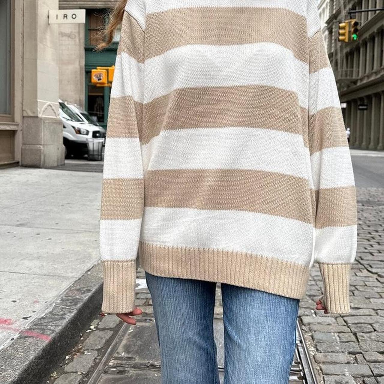 tan and white striped brandy melville brianna... - Depop