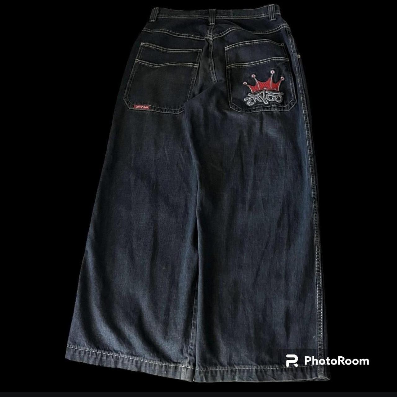 crazy grail Vintage Y2K JNCO Black tribal jeans big... - Depop