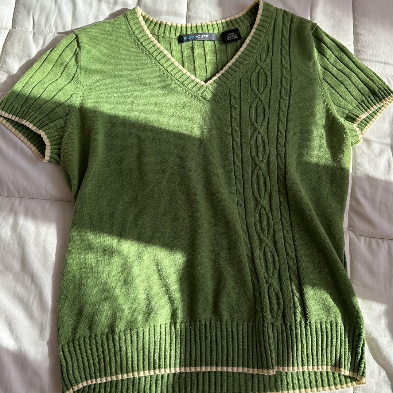 Adorable leafy green vintage sweater shirt, 🦋💕 v... - Depop