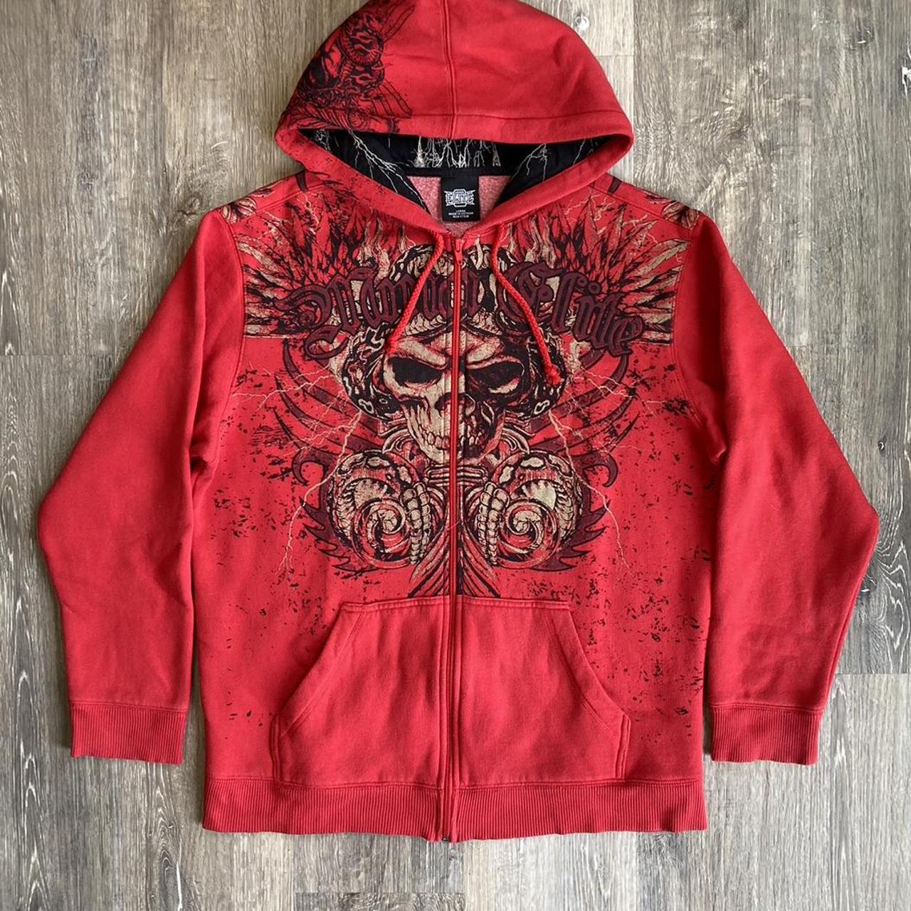 Men's Red and Black Hoodie | Depop