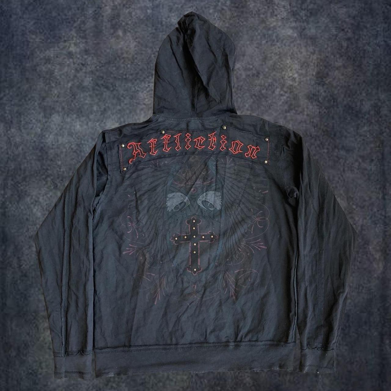 Mens affliction long sleeve full zip up hoodie... - Depop