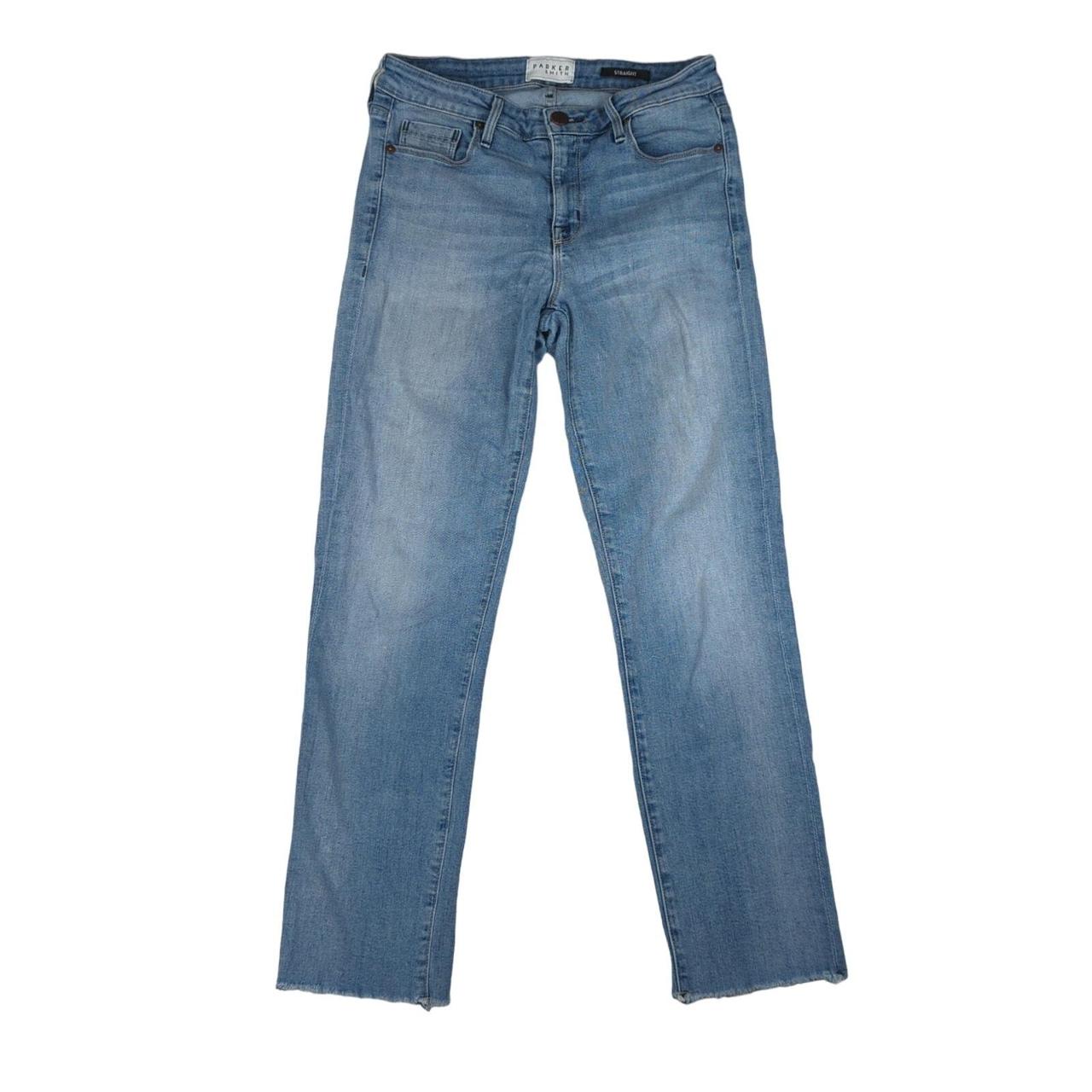Women's Jeans - Blue - 4 – Parker Smith Straight Leg Jeans Raw Hem …