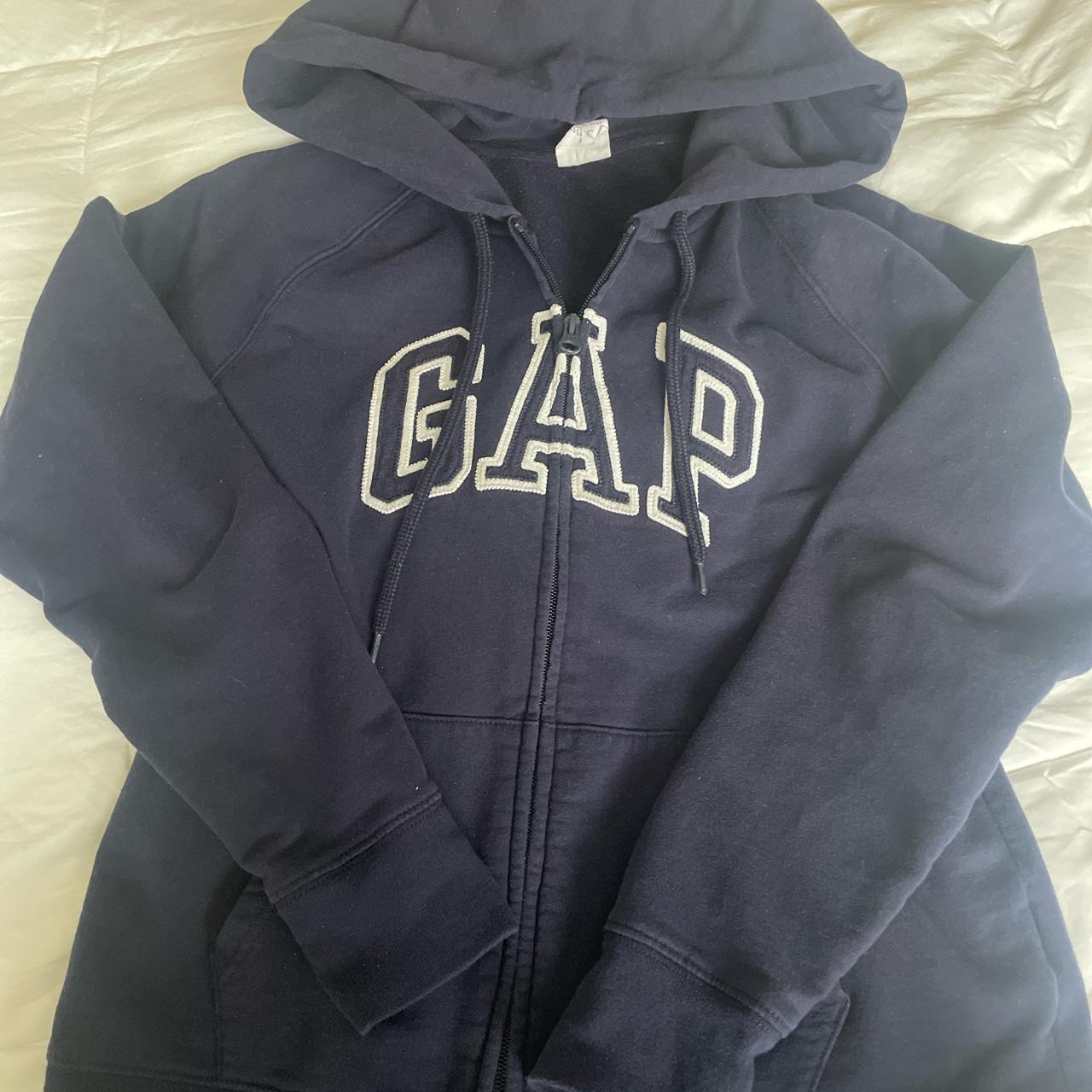 navy blue gap zip up hoodie - Depop