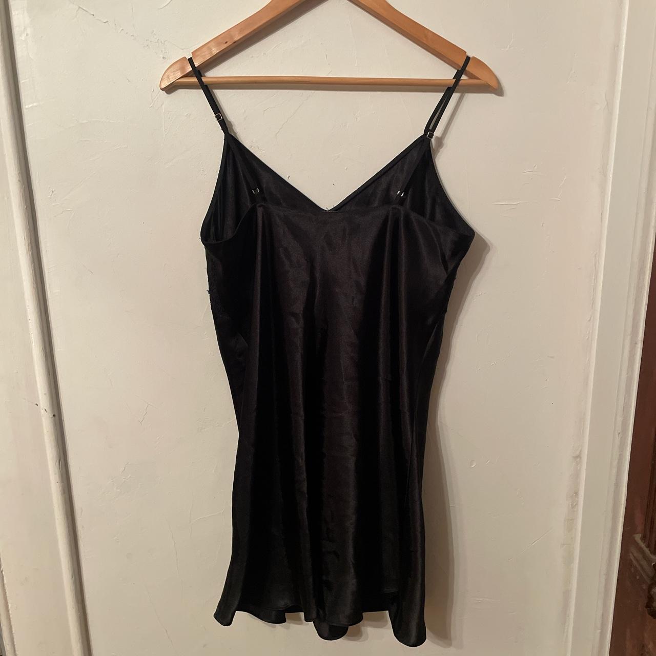 Black satin slip nightgown lingerie Size:... - Depop