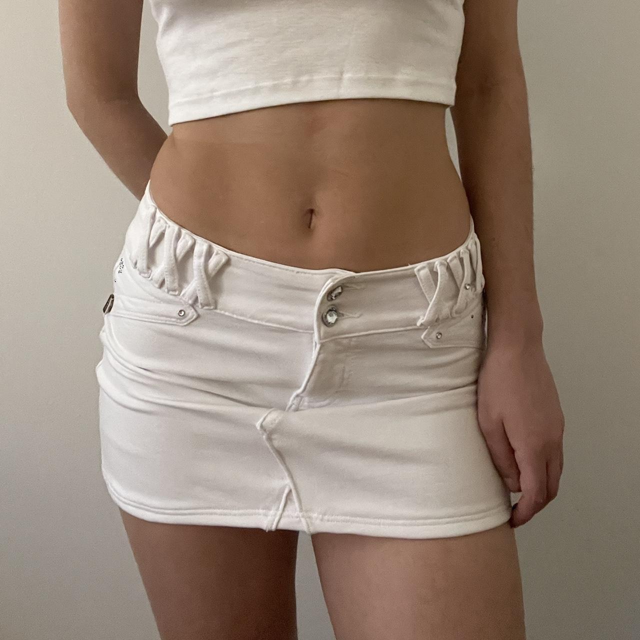 sexy white rhinestone micro mini skirt🤩 completely... - Depop