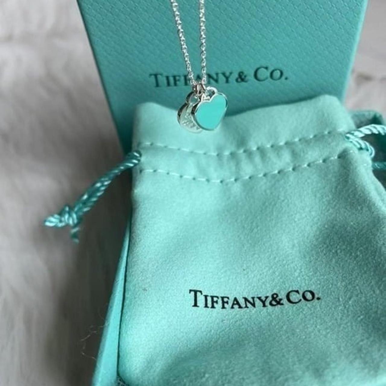 Tiffany & Co. Blue Double Heart Tag Pendant in | Depop