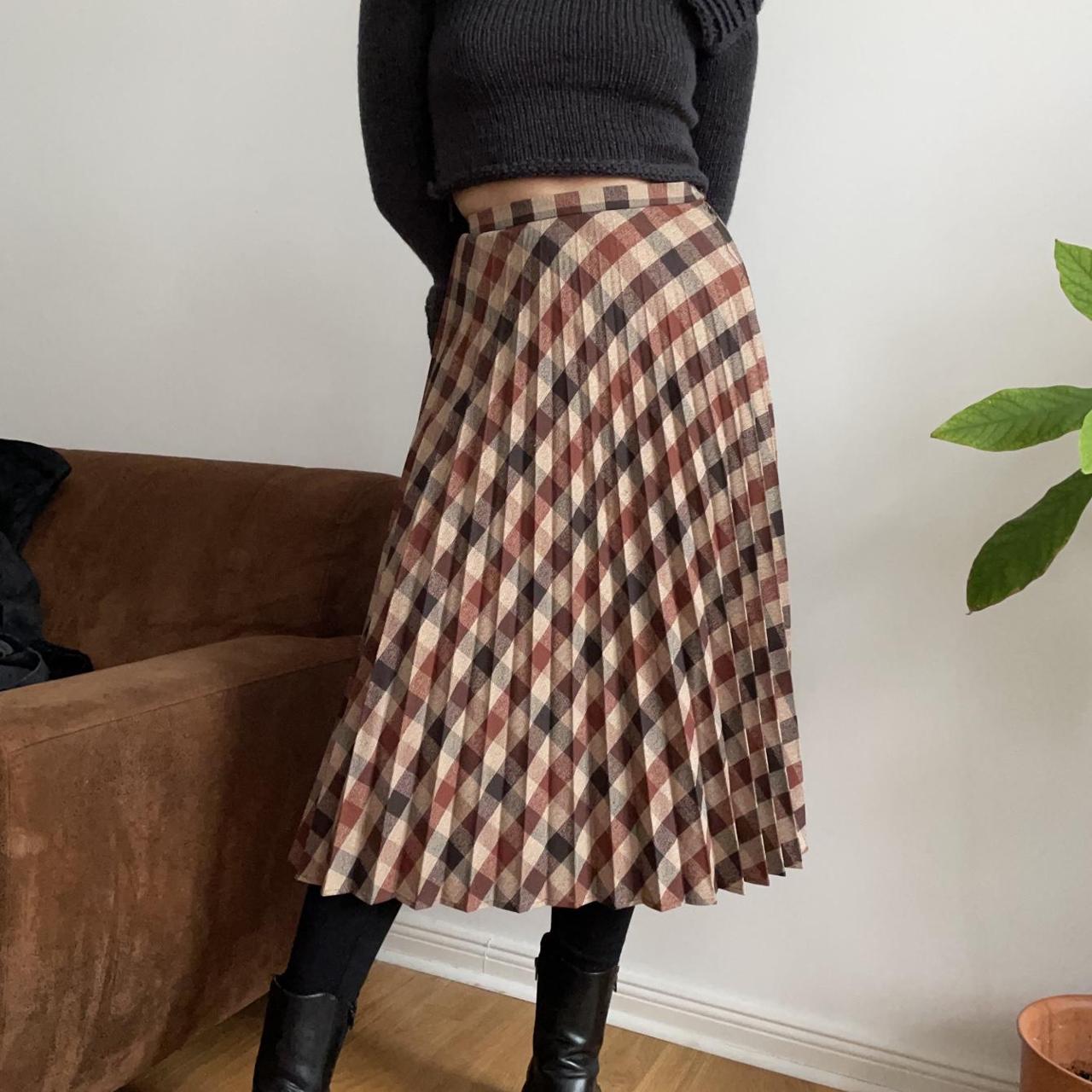 Pleated plaid skirt, Vintage plaid skirt of
