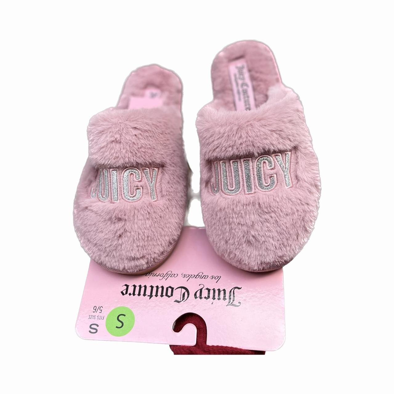 pink lv furry slippers, worn once excellent - Depop