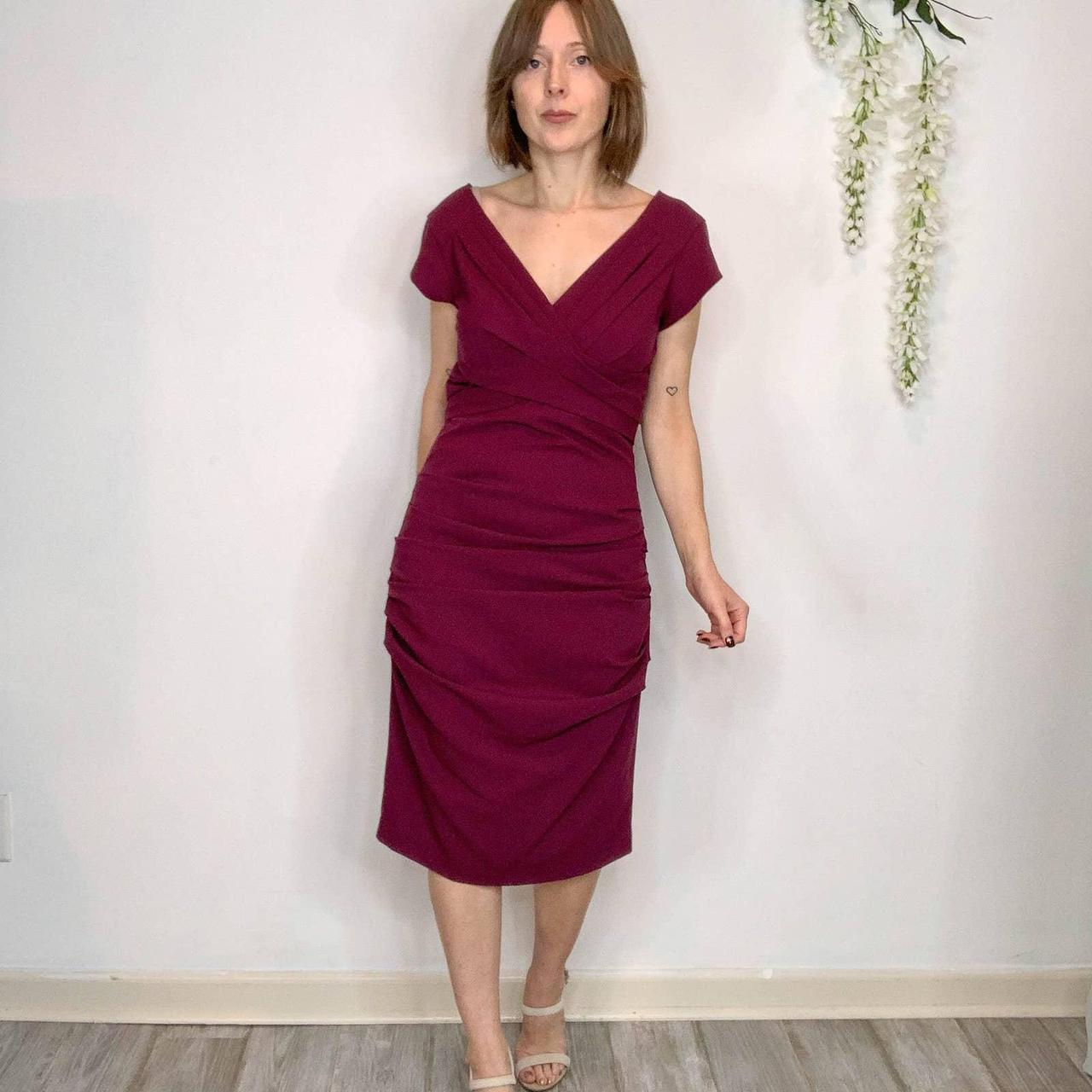 BCBGMaxAzria Vita dress in Bordeaux ruched