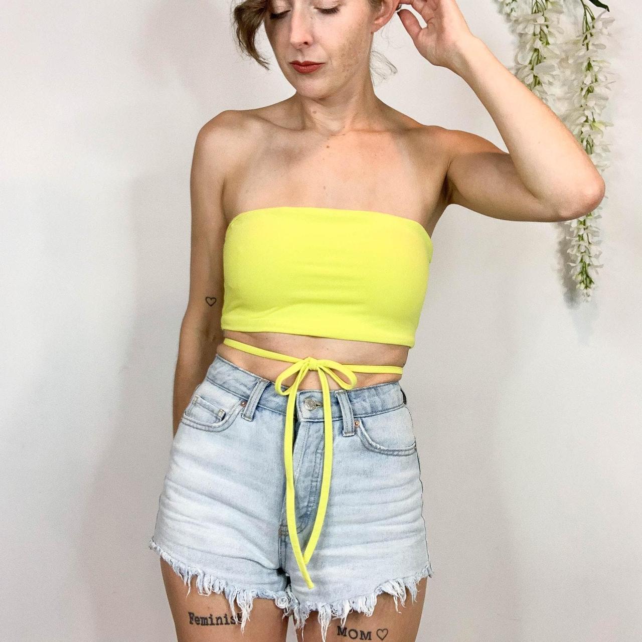 superdown neon yellow tube top Versatile straps at. Depop