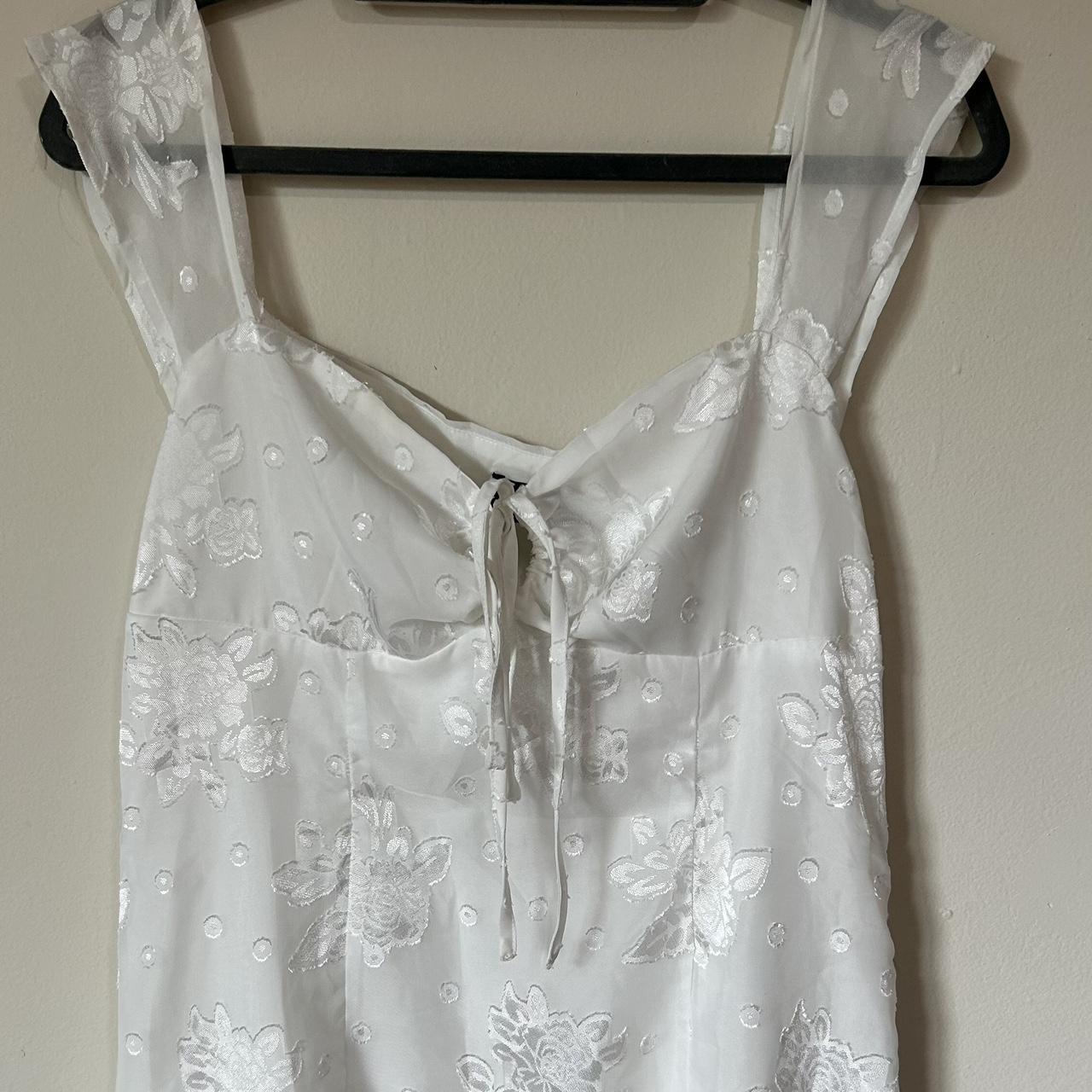 white cider mini dress has some loose threads from... - Depop