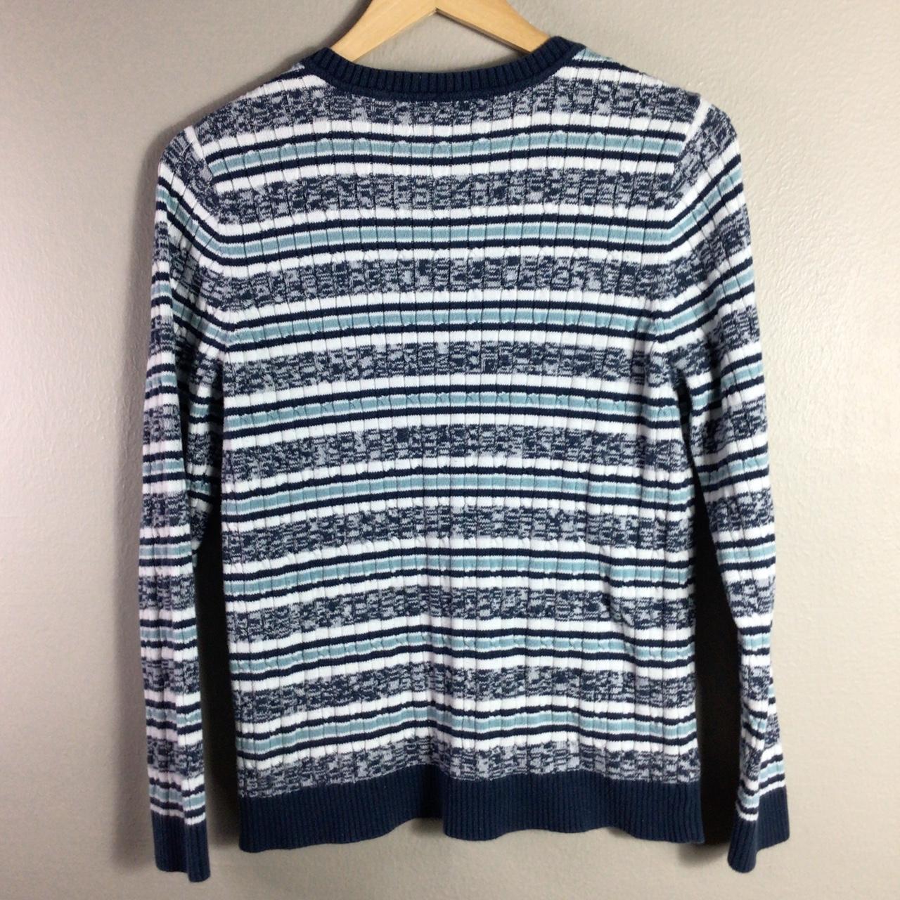 Striped Sweater White Navy Blue Medium TAG SIZE:... - Depop