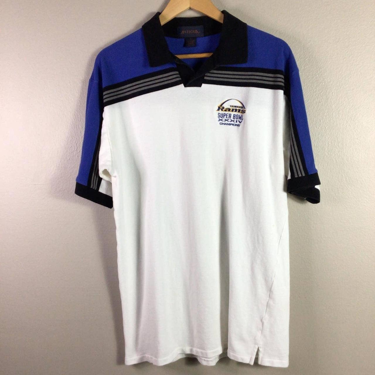 Vintage 2000 RAMS NFL Super Bowl XXXIV Polo Shirt - Depop