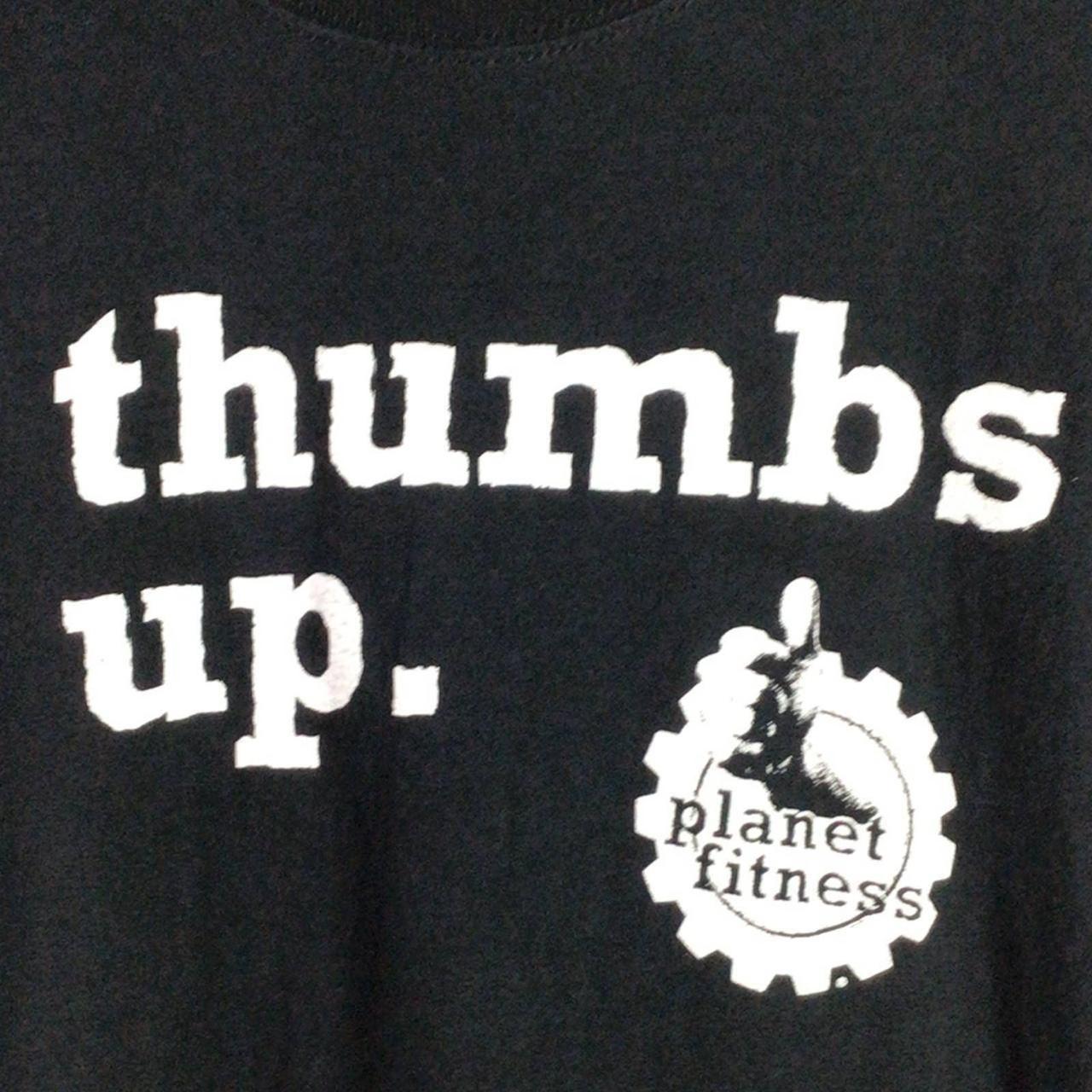 Planet Fitness Thumbs Up T Shirt workout Black White - Depop