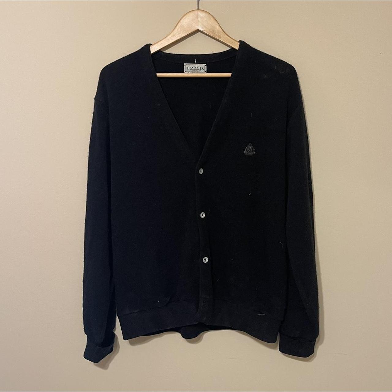 Vintage 80s/90s Black IZOD Cardigan size L. made in... - Depop