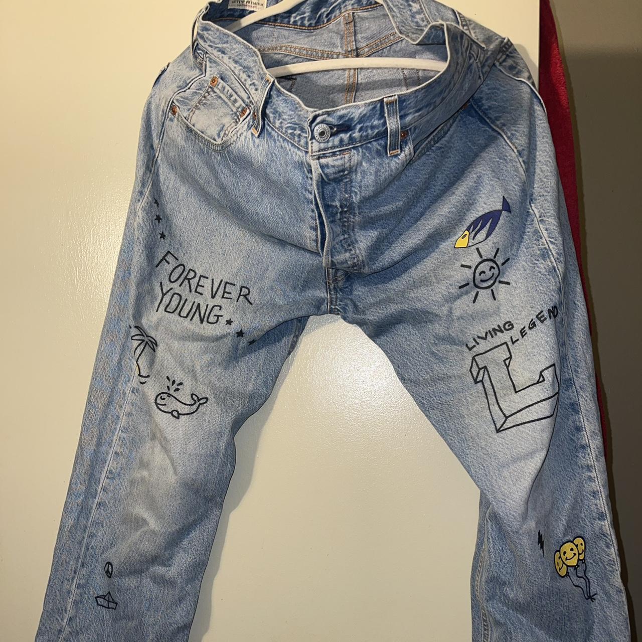 Custom Levi's Dodgers Denim Jacket Size Medium I - Depop