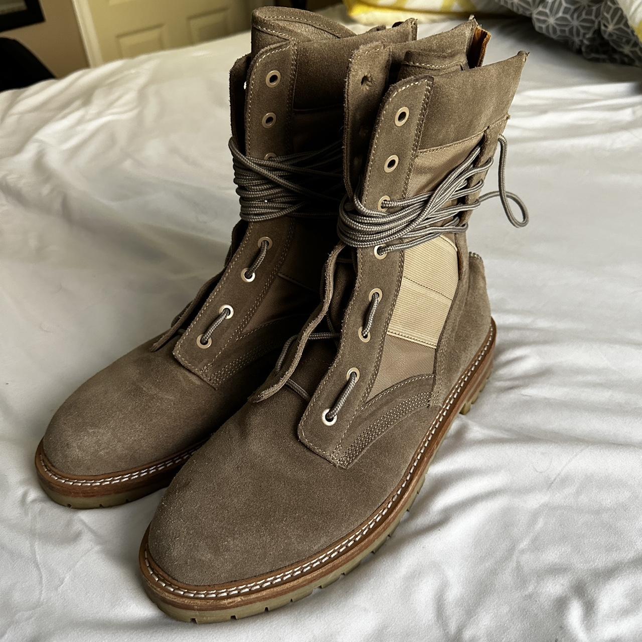 amiri brown leather / suede combat boot, absolutely... - Depop