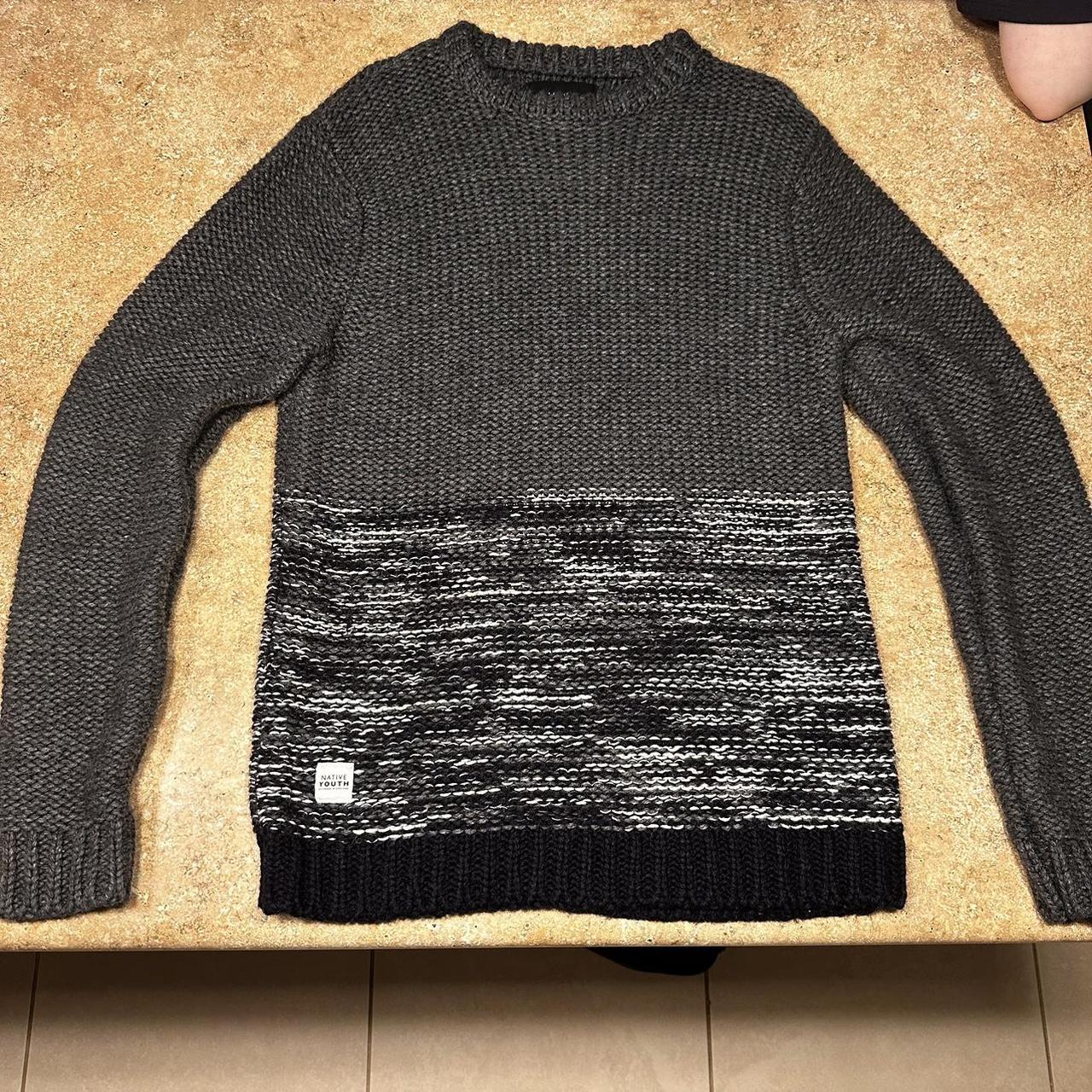 Native Youth Men's Grey and Blue Jumper