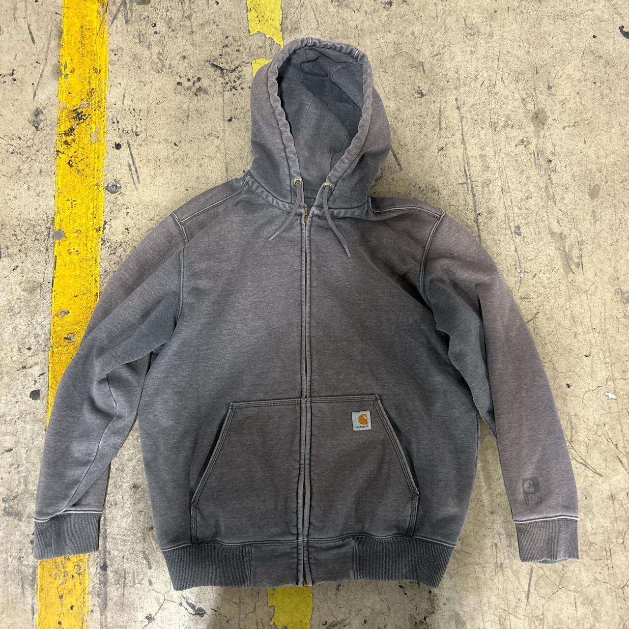 grey carhartt zip up good condition tagged... - Depop