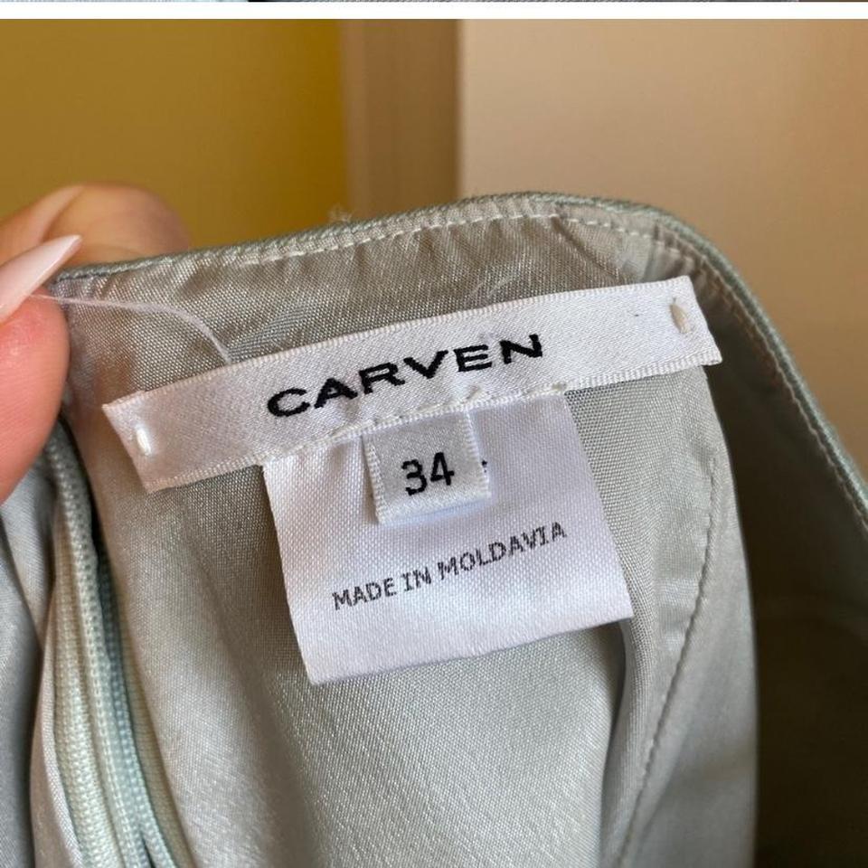 Carven irridescent light blue knee length pencil... - Depop