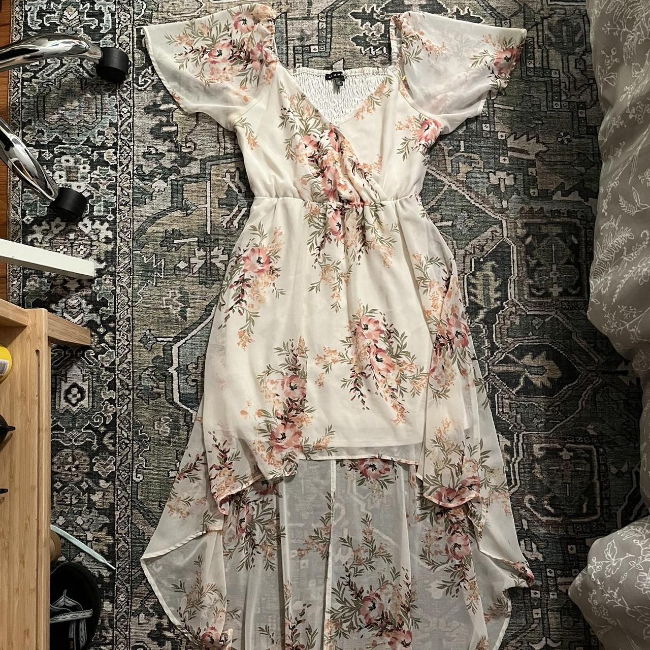 As U Wish White Floral High Low Dress Size Medium